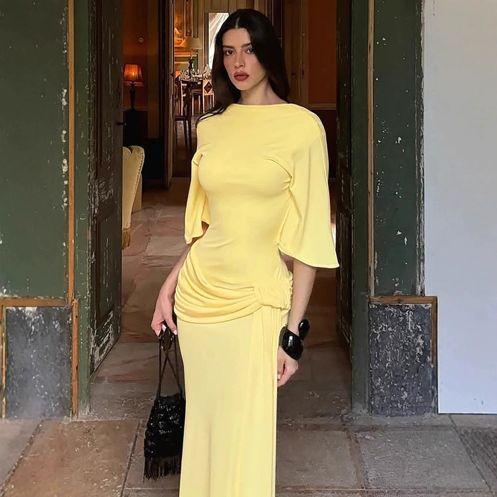 Zara Autumn New Backless Layered Long Dress with Sash